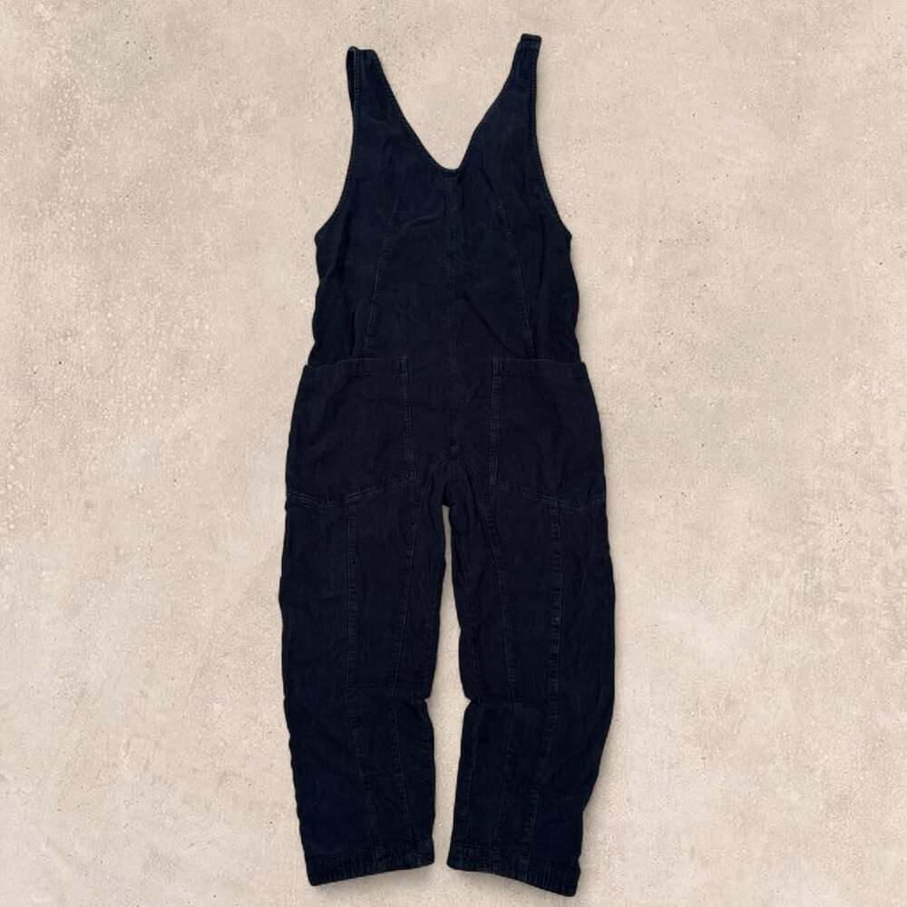 We The Free High Roller Corduroy Jumpsuit Size S Black Overalls